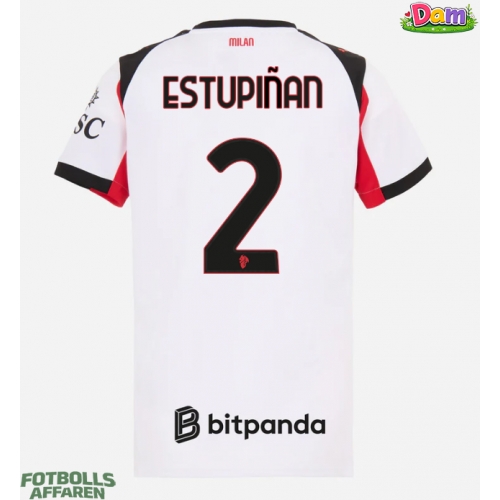 AC Milan Pervis Estupinan #2 Bortatröja Kvinnor 2025-26 Kortärmad